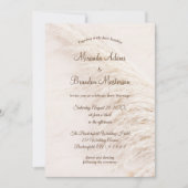 Modern Elegant QR Code Pampas Grass Boho Wedding 招待状 (正面)