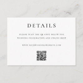Modern Elegant QR Code Wedding Details エンクロージャーカード