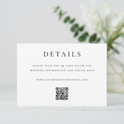 Modern Elegant QR Code Wedding Details エンクロージャーカード (スタンド正面)