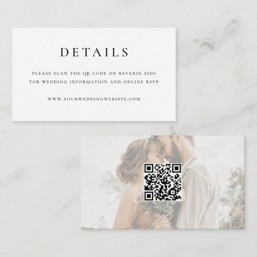 Modern Elegant QR Code Wedding Mini エンクロージャーカード (正面/裏面)