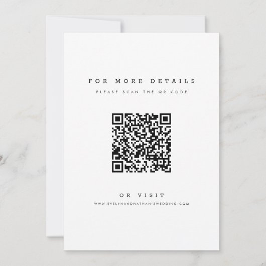 Modern Elegant QR Code Wedding Photo Save The Date 招待状 (裏面)