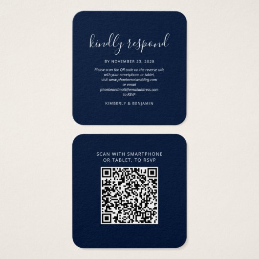 Modern Elegant QR Code Wedding RSVP Card (正面&裏面)