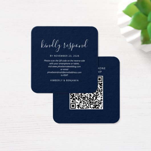 Modern Elegant QR Code Wedding RSVP Card (デスク)