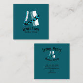 Modern Elegant Razor Barber Square Business Card スクエア名刺 (正面/裏面)