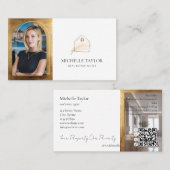Modern Elegant Real Estate Realtor Photo Gold 名刺 (正面/裏面)