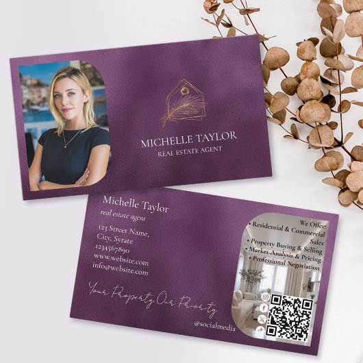 Modern Elegant Real Estate Realtor Photo Gold 名刺