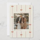 Modern Elegant Red Bow Family Kids Photo Christmas シーズンカード (正面)