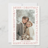 Modern Elegant Red Christmas Words Photo 招待状 (正面)