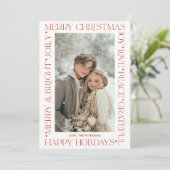 Modern Elegant Red Christmas Words Photo 招待状 (スタンド正面)