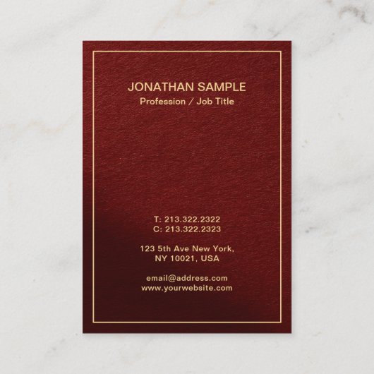 Modern Elegant Red & Gold Template Mighty Vertical 名刺 (裏面)