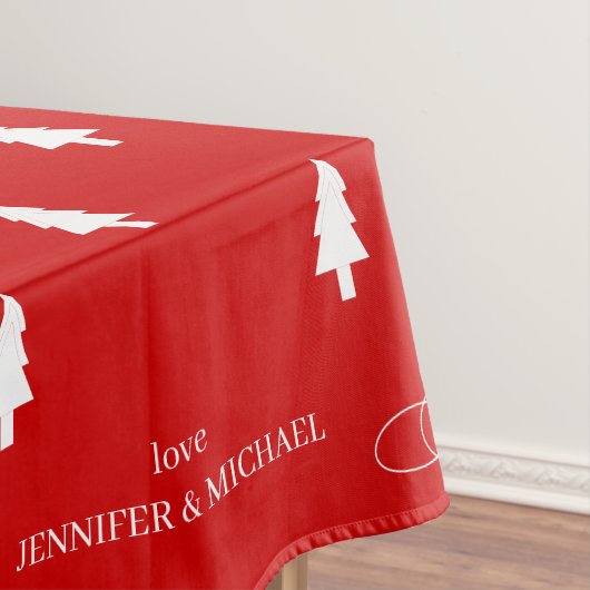 Modern elegant red pine tree Joy Christmas テーブルクロス (インサイチュ)