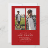 Modern Elegant Red & White 3 Photo Graduation 招待状 (裏面)