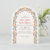 Modern Elegant Romantic Floral Wreath Wedding 招待状 (スタンド正面)