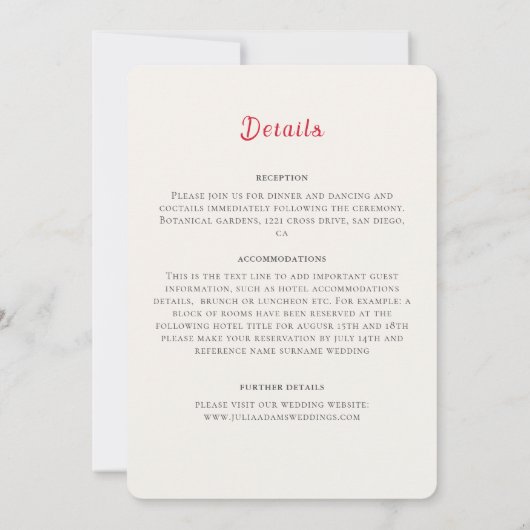 Modern Elegant Romantic Floral Wreath Wedding 招待状 (裏面)