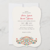 Modern Elegant Romantic Floral Wreath Wedding 招待状 (正面)