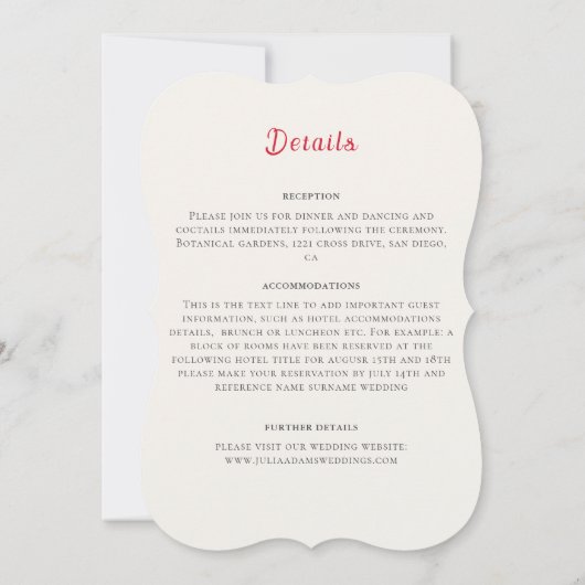 Modern Elegant Romantic Floral Wreath Wedding 招待状 (裏面)