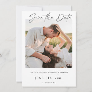 Modern Elegant Romantic Pure Photo Save the Date 招待状