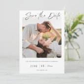 Modern Elegant Romantic Pure Photo Save the Date 招待状 (スタンド正面)