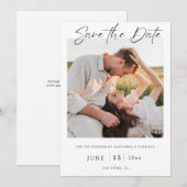 Modern Elegant Romantic Pure Photo Save the Date 招待状 (正面/裏面)