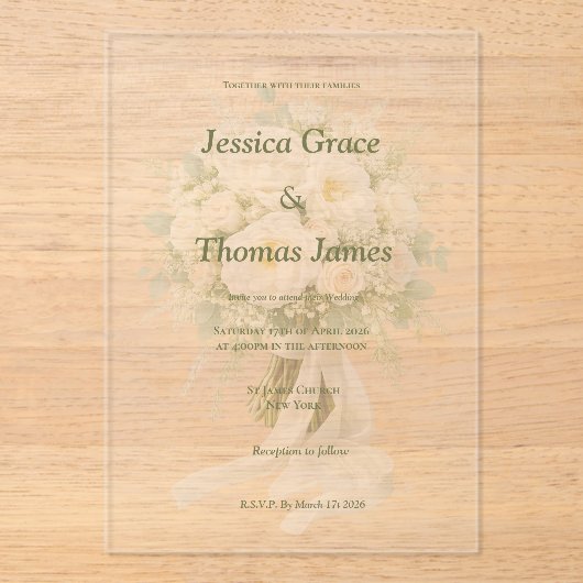 Modern Elegant Rose  アクリル招待状 (正面)