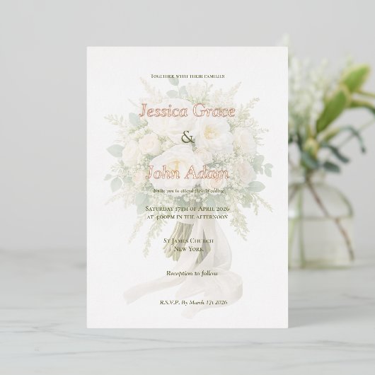 Modern Elegant Rose  箔招待状 (立ち正面)