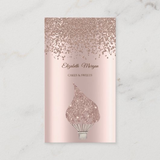 Modern Elegant Rose Gold Diamonds Glitter Whisk  名刺 (正面)