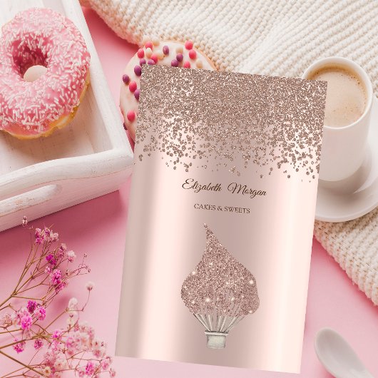 Modern Elegant Rose Gold Diamonds Glitter Whisk  名刺