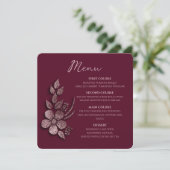 Modern Elegant Rose Gold Glitter Floral & Burgundy メニュー (スタンド正面)