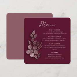 Modern Elegant Rose Gold Glitter Floral & Burgundy メニュー