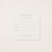 Modern Elegant Rose Pink Ivory Gift Certificate (裏面)