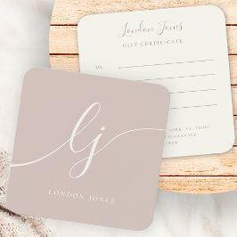 Modern Elegant Rose Pink Ivory Gift Certificate