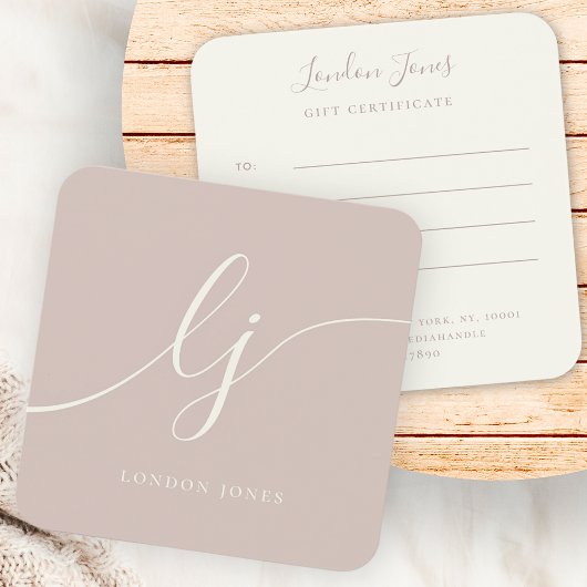 Modern Elegant Rose Pink Ivory Gift Certificate
