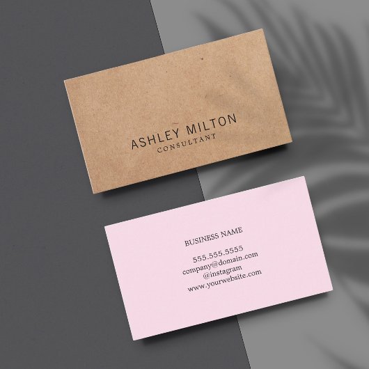 Modern Elegant Rose PRINTED Kraft Paper Consultant 名刺