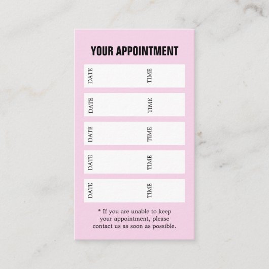 Modern Elegant Rose White Black Salon 予約カード (正面)