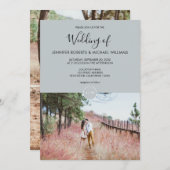 Modern elegant rustic monogram photo Wedding 招待状 (正面/裏面)