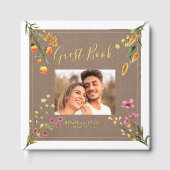 Modern Elegant Rustic Wildflowers Photo Wedding ゲストブック (正面)