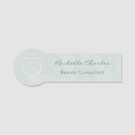 Modern Elegant Sage Green Add Logo Beauty Employee 名札