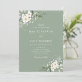 Modern Elegant Sage Green Boho Floral Wedding  招待状 (スタンド正面)