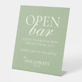 Modern Elegant Sage Green Open Bar Wedding 台座サイン (正面)
