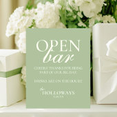 Modern Elegant Sage Green Open Bar Wedding 台座サイン