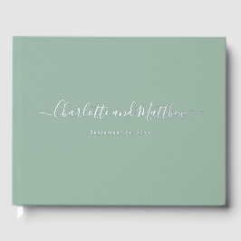 Modern Elegant Sage Green Personalize Wedding ゲストブック