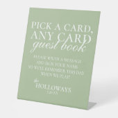 Modern Elegant Sage Green Playing Card Guest Book 台座サイン (正面)
