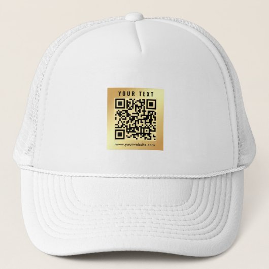 Modern Elegant Scan Me QR Code Template Gold White キャップ (正面)