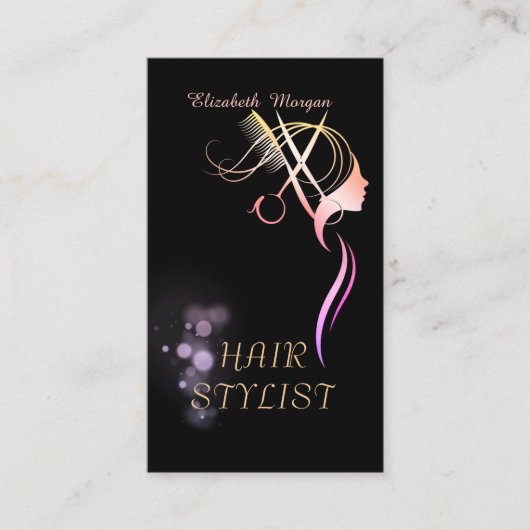 Modern Elegant Scissors Comb Hair Black 名刺 (正面)
