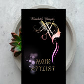 Modern Elegant Scissors Comb Hair Black 名刺