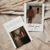 Modern Elegant Script 2-Photo Wedding サンキューカード