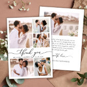 Modern Elegant Script 6 Photo Collage Wedding  サンキューカード