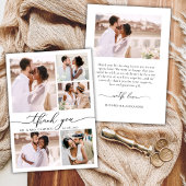 Modern Elegant Script 6 Photo Collage Wedding  サンキューカード