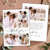 Modern Elegant Script 6 Photo Collage Wedding  サンキューカード