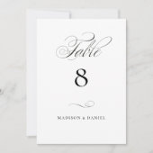 Modern Elegant Script Classic Wedding Table Number (正面)